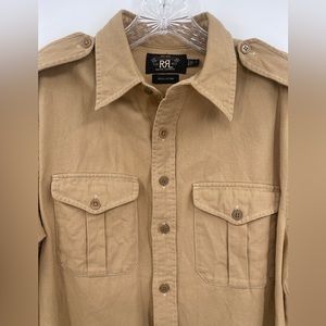 RRL Ralph Lauren Double RL Women's Khaki Military Button Front Shirt Size 4